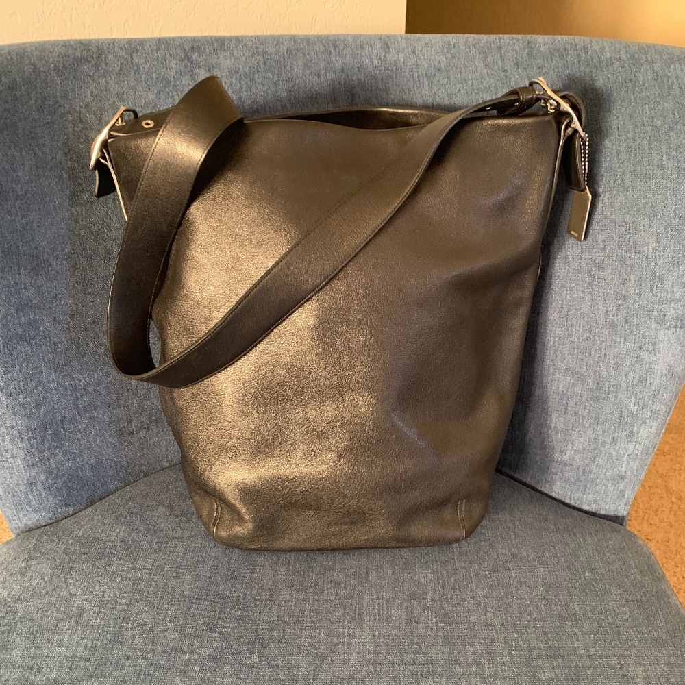 Coach Black Leather Bucket Shoulder Bag